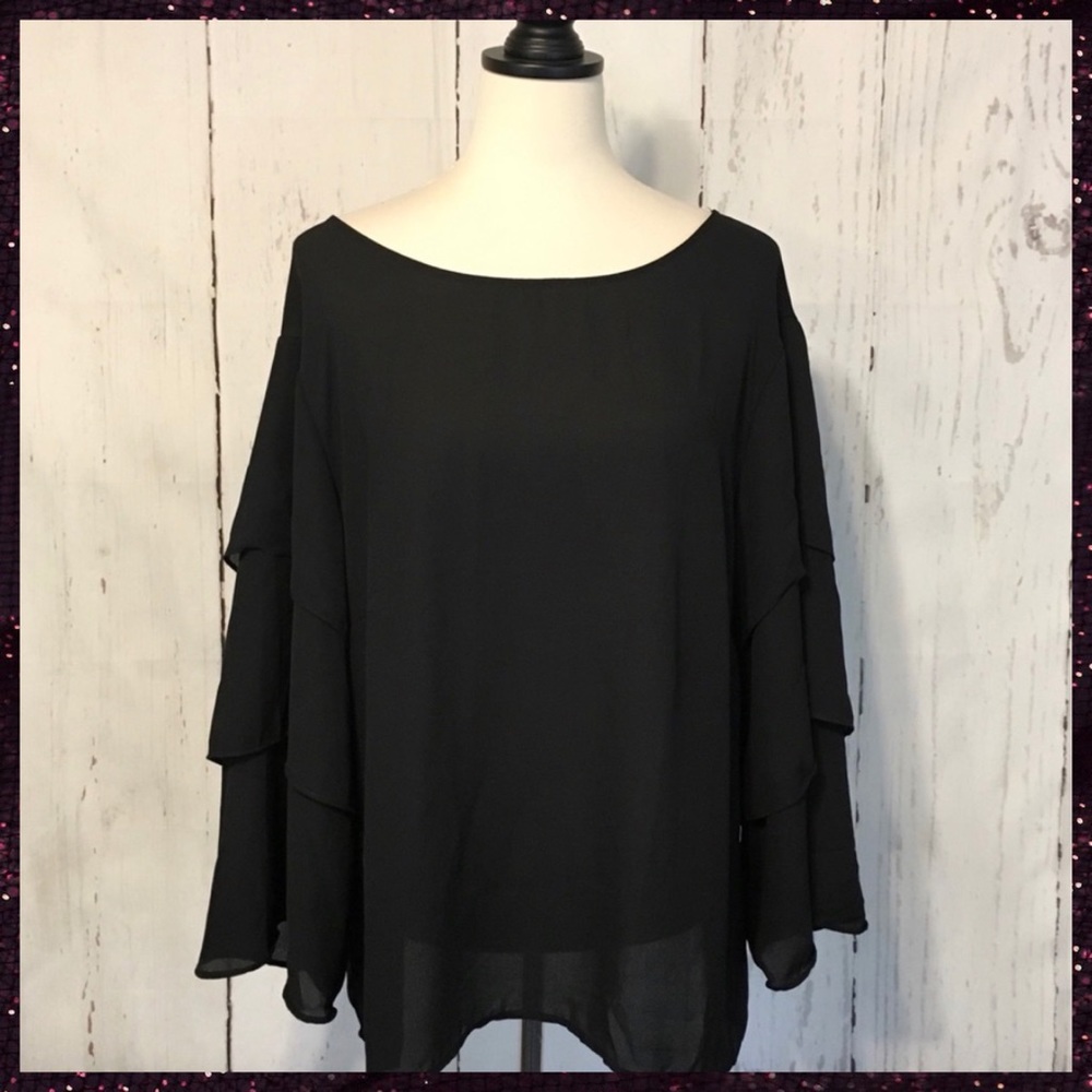 Black Semi-Sheer NY&Co Sweet Pea Top - XL